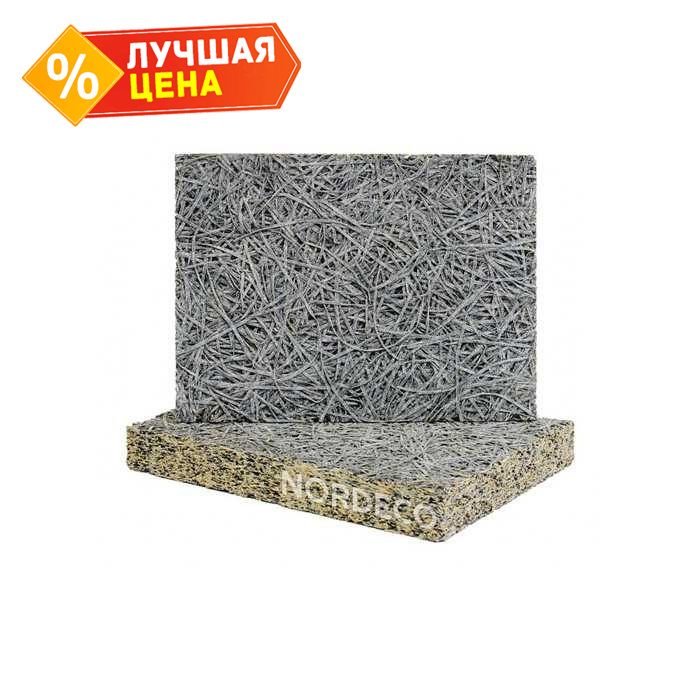 Фибролитовая плита Nordeco ФП 400-25С 1200х600х25 низкой плотности на сером цементе